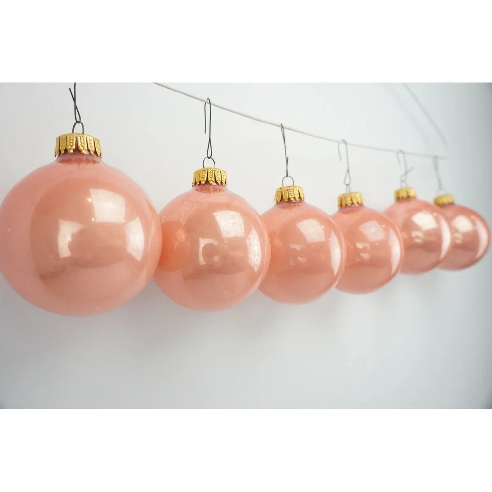 Vintage Mercury Glass Christmas Ornaments Pink Set of 6 Iridescent Ball VGC